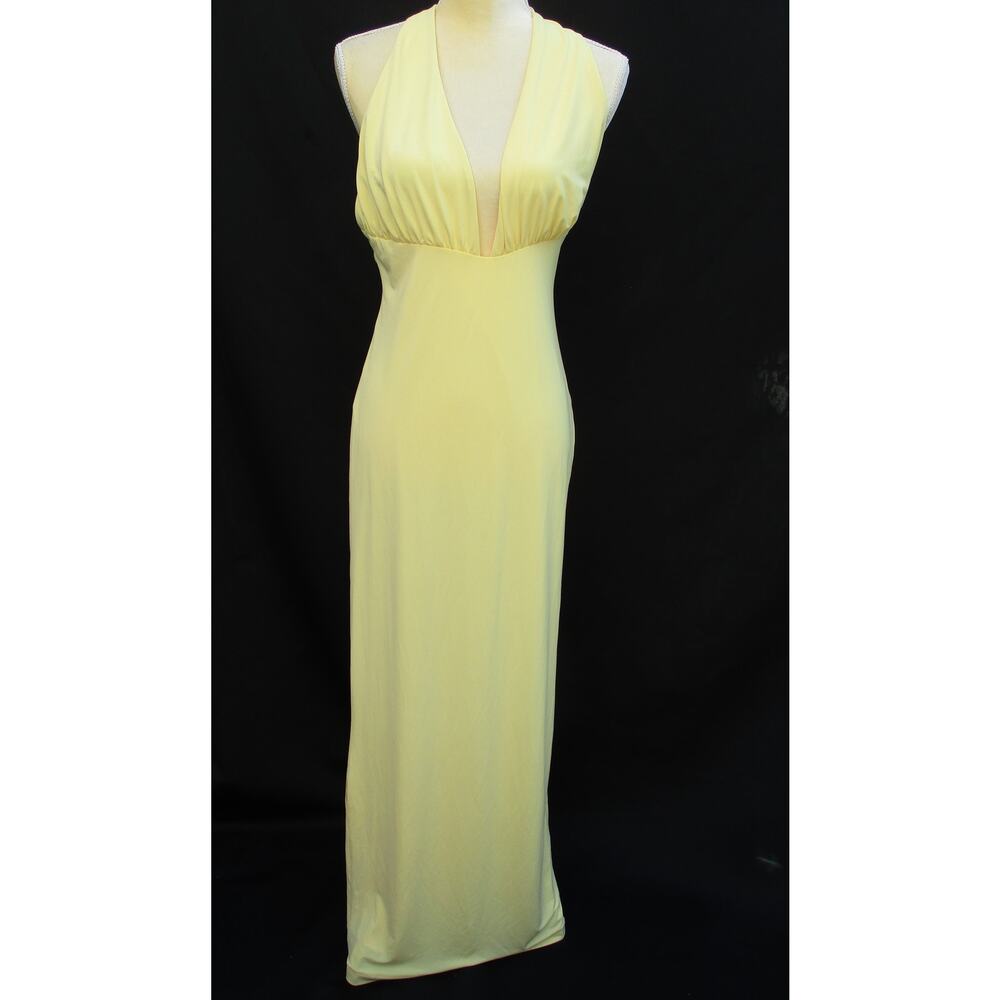 Nwt ZARA Light Yellow Halter Top Maxi Dress with Long Scarf Neck TieBack Size M - Picture 3 of 9